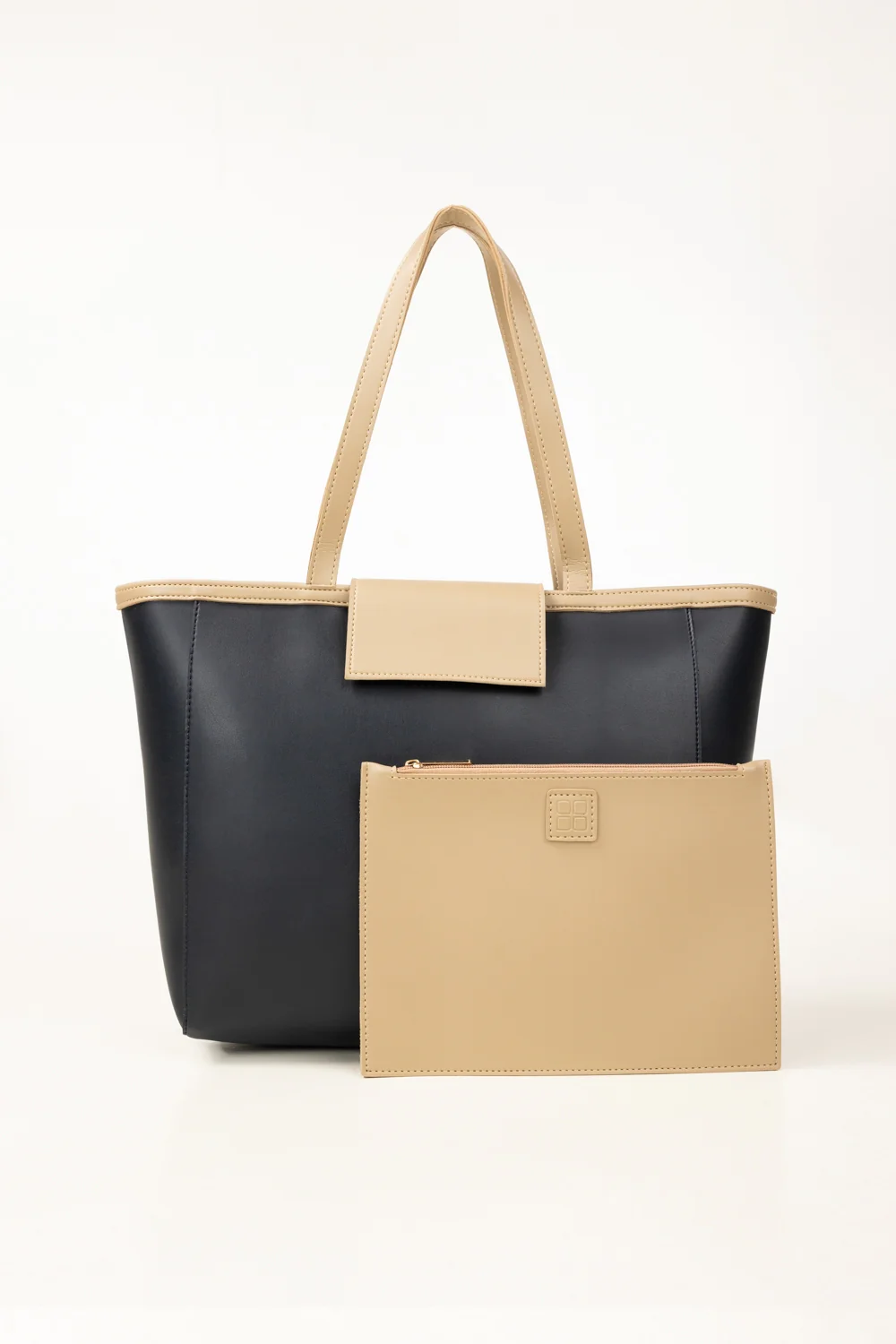Elegant Black and Beige Carryall Tote Set